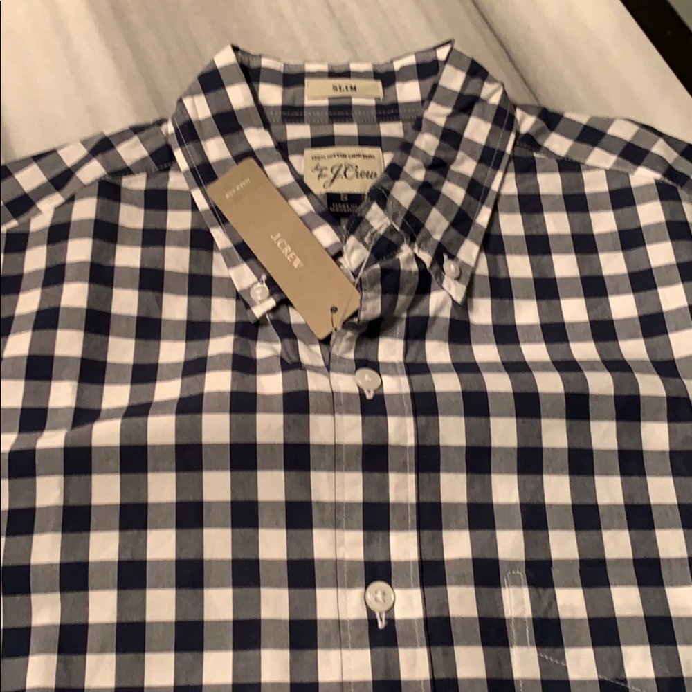 JCrew Mens Navy Bold Check Button down